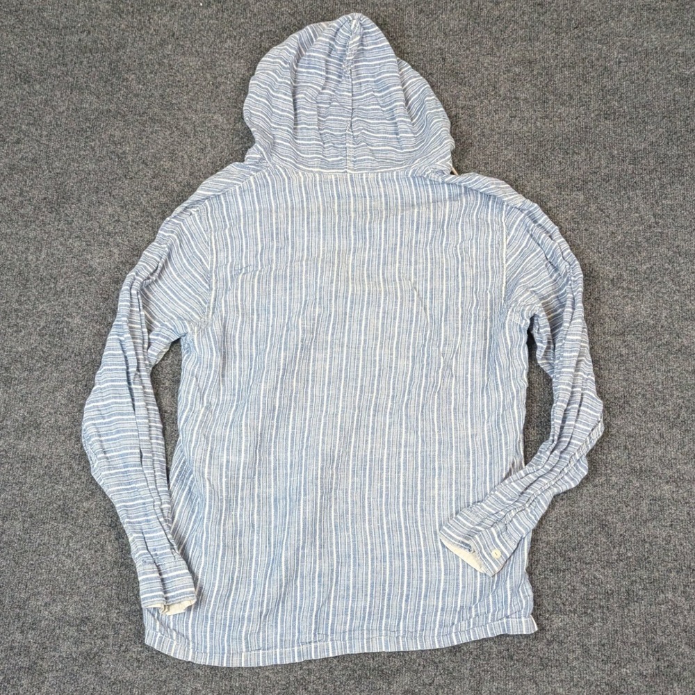 Tommy Bahama Brazillionaire Hoodie Mens L Blue White Stripe 100% Linen Marlin - Picture 6 of 12